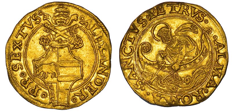 STATO PONTIFICIO. ALESSANDRO VI (Rodrigo de Borja), 1492-1503. Fiorino di camera. Roma.  - Auction Numismatics - Cambi Casa d'Aste