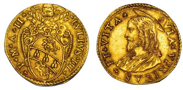 STATO PONTIFICIO. GIULIO III (Giovanni Maria Ciocchi del Monte), 1550-1555. Scudo d'oro A. II. Roma.