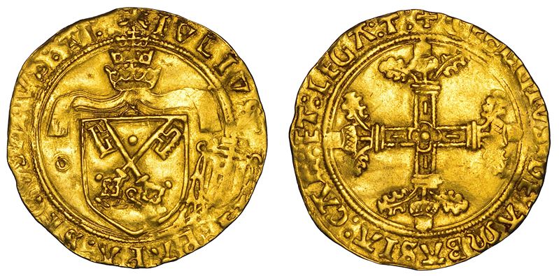 STATO PONTIFICIO. GIULIO II (Giuliano della Rovere), 1503-1513. Scudo d'oro del sole. Avignone.  - Auction Numismatics - Cambi Casa d'Aste