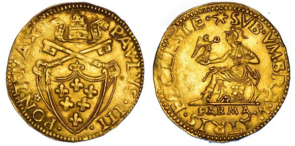 STATO PONTIFICIO. PAOLO III (Alessandro Farnese), 1534-1549. Scudo d'oro del sole. Parma.
