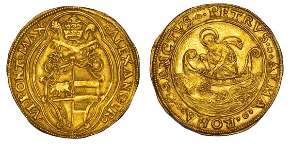 STATO PONTIFICIO. ALESSANDRO VI (Rodrigo de Borja), 1492-1503. Doppio Fiorino di camera. Roma.