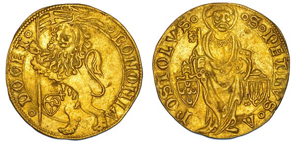 STATO PONTIFICIO. PIO II (Enea Silvio Bartolomeo Piccolomini), 1458-1464. Bolognino d'oro. Bologna.