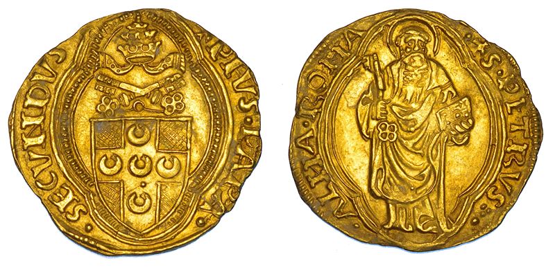 STATO PONTIFICIO. PIO II (Enea Silvio Bartolomeo Piccolomini), 1458-1464. Ducato papale. Roma.  - Auction Numismatics - Cambi Casa d'Aste