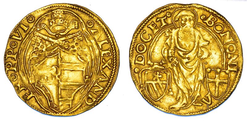 STATO PONTIFICIO. ALESSANDRO VI (Rodrigo de Borja), 1492-1503. Ducato. Bologna.  - Auction Numismatics - Cambi Casa d'Aste