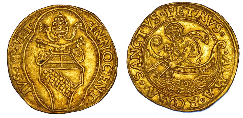 STATO PONTIFICIO. INNOCENZO VIII (Giovanni Battista Cybo), 1484-1492. Fiorino di camera. Roma.  - Auction Numismatics - Cambi Casa d'Aste
