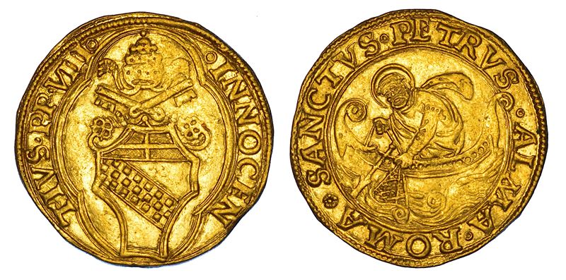 STATO PONTIFICIO. INNOCENZO VIII (Giovanni Battista Cybo), 1484-1492. Fiorino di camera. Roma.  - Auction Numismatics - Cambi Casa d'Aste