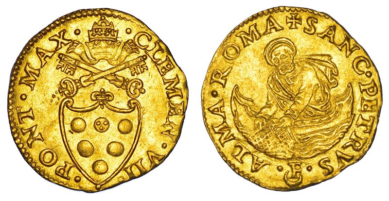 STATO PONTIFICIO. CLEMENTE VII, (Giulio de' Medici), 1523-1534. Fiorino di camera. Roma.  - Auction Numismatics - Cambi Casa d'Aste