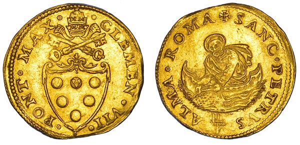 STATO PONTIFICIO. CLEMENTE VII, (Giulio de' Medici), 1523-1534. Doppio Fiorino di camera. Roma.