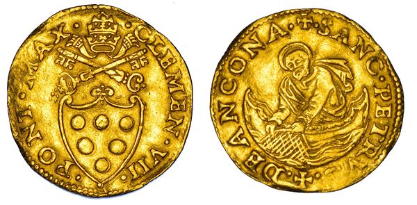 STATO PONTIFICIO. CLEMENTE VII, (Giulio de' Medici), 1523-1534. Fiorino di camera. Ancona.