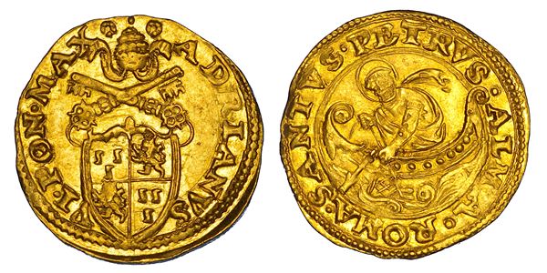 STATO PONTIFICIO. ADRIANO VI (Adriano Florensz), 1522-1523. Fiorino di camera. Roma.