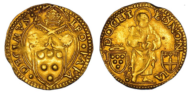 STATO PONTIFICIO. LEONE X (Giovanni de' Medici), 1513-1521. Ducato papale. Bologna.  - Auction Numismatics - Cambi Casa d'Aste