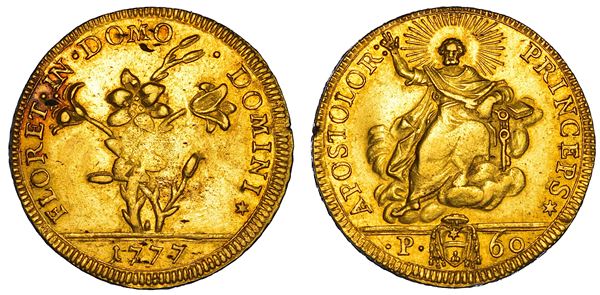 STATO PONTIFICIO. PIO VI (Giannangelo Braschi), 1775-1799. Da 2 Doppie romane 1777. Roma.