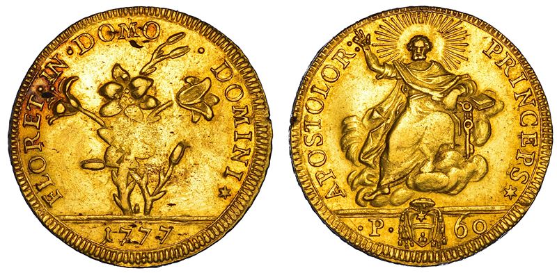 STATO PONTIFICIO. PIO VI (Giannangelo Braschi), 1775-1799. Da 2 Doppie romane 1777. Roma.  - Auction Numismatics - Cambi Casa d'Aste