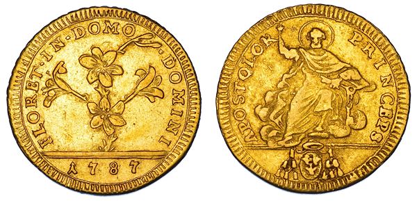STATO PONTIFICIO. PIO VI (Giannangelo Braschi), 1775-1799. Doppia romana 1787. Roma.