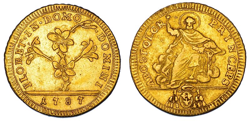 STATO PONTIFICIO. PIO VI (Giannangelo Braschi), 1775-1799. Doppia romana 1787. Roma.  - Auction Numismatics - Cambi Casa d'Aste