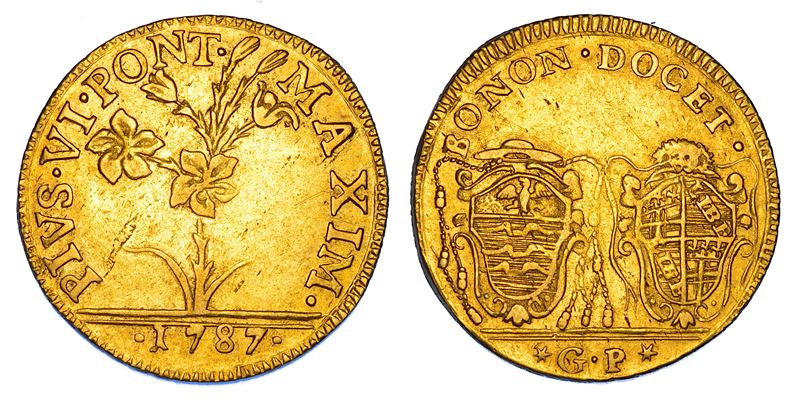STATO PONTIFICIO. PIO VI (Giannangelo Braschi), 1775-1799. Doppia romana 1787. Bologna.  - Asta Numismatica - Cambi Casa d'Aste