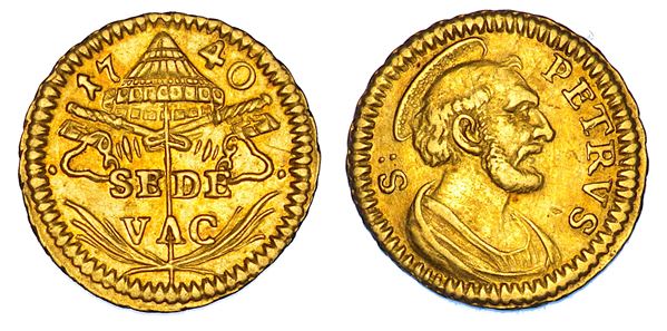 SEDE VACANTE 1740 (Camerlengo Cardinale Annibale Albani). Mezzo Scudo 1740. Roma.
