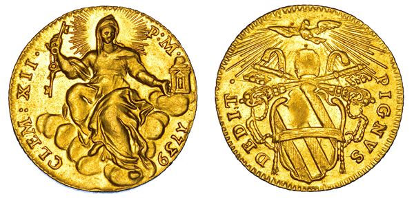 STATO PONTIFICIO. CLEMENTE XII (Lorenzo Corsini), 1730-1740. Zecchino 1739. Roma.