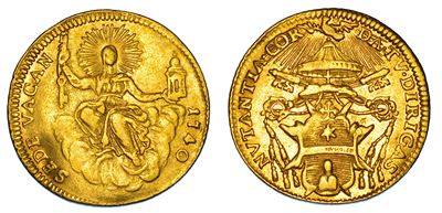 Camerlengo Cardinale Annibale Albani, Sede Vacante 1740, Zecchino in oro