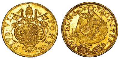 Pio VI (Giannangelo Braschi), Doppio Zecchino 1786, Bologna
