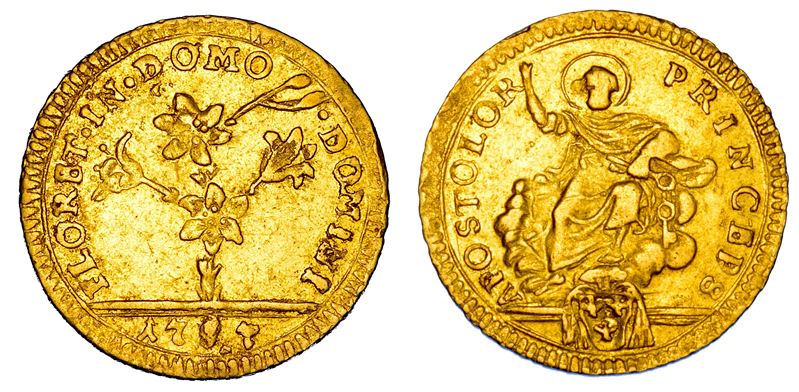 STATO PONTIFICIO. PIO VI (Giannangelo Braschi), 1775-1799. Mezza Doppia romana 1787. Roma.  - Auction Numismatics - Cambi Casa d'Aste
