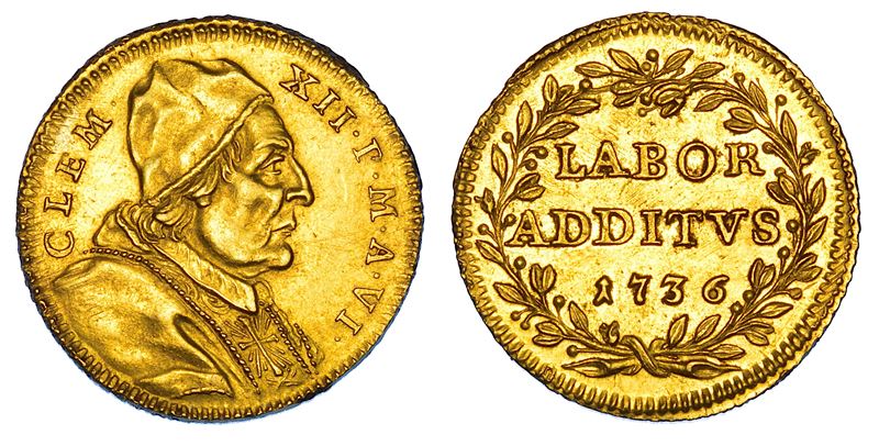 STATO PONTIFICIO. CLEMENTE XII (Lorenzo Corsini), 1730-1740. Scudo d'oro 1736/A. VI. Roma.  - Auction Numismatics - Cambi Casa d'Aste