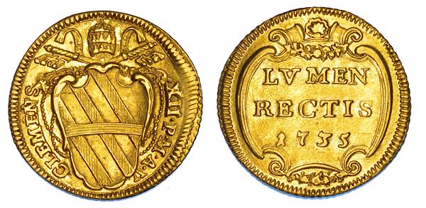 STATO PONTIFICIO. CLEMENTE XII (Lorenzo Corsini), 1730-1740. Scudo d'oro 1735/A. V.