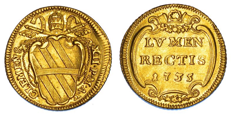 STATO PONTIFICIO. CLEMENTE XII (Lorenzo Corsini), 1730-1740. Scudo d'oro 1735/A. V.  - Auction Numismatics - Cambi Casa d'Aste