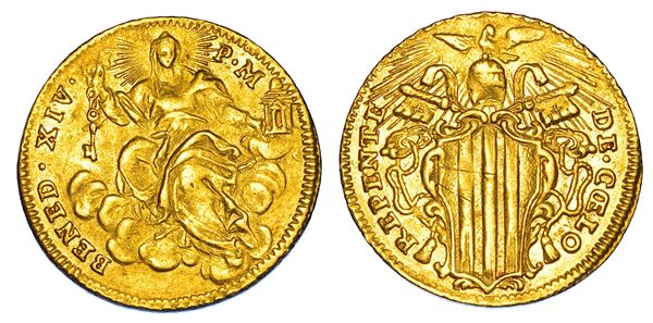 STATO PONTIFICIO. BENEDETTO XIV (Prospero Lorenzo Lambertini), 1740-1758. Zecchino. Roma.