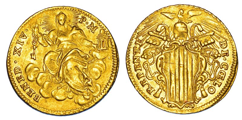 STATO PONTIFICIO. BENEDETTO XIV (Prospero Lorenzo Lambertini), 1740-1758. Zecchino. Roma.  - Auction Numismatics - Cambi Casa d'Aste