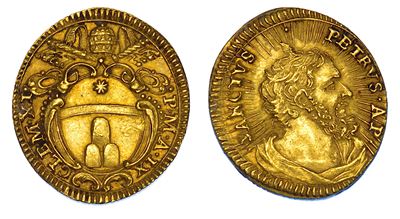 CLEMENTE XI (Giovanni Francesco Albani), Mezzo Scudo d'oro A. IX, Roma, 1700-1721