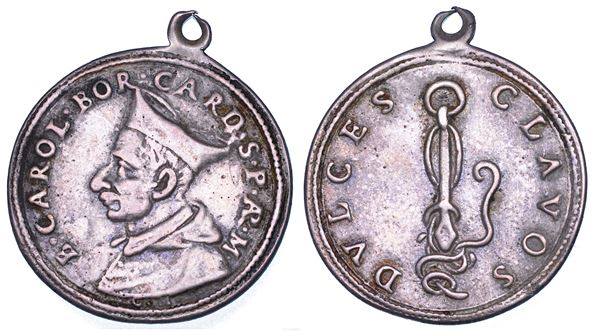MILANO. SAN CARLO BORROMEO, 1538-1584. Medaglia devozionale in argento.