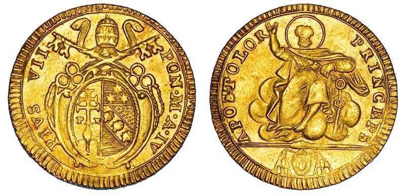 STATO PONTIFICIO. PIO VII (Barnaba Chiaramonti), 1800-1823. Doppia romana A. IV. Roma.  - Asta Numismatica - Cambi Casa d'Aste