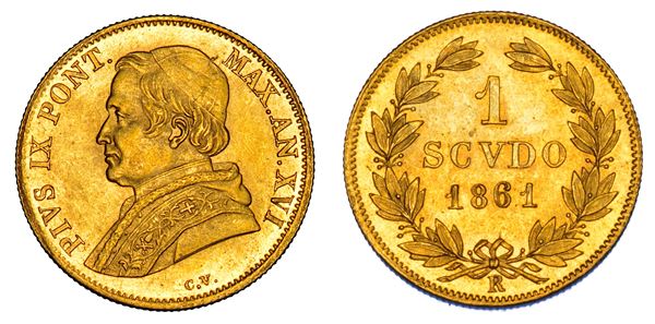 STATO PONTIFICIO. PIO IX (Giovanni Maria Mastai Ferretti), 1846-1878. Scudo 1861/A. XVI. Roma.
