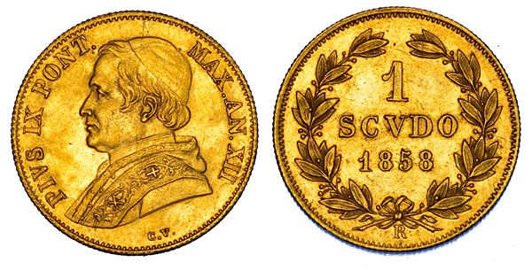 STATO PONTIFICIO. PIO IX (Giovanni Maria Mastai Ferretti), 1846-1878. Scudo 1858/A. XII. Roma.
