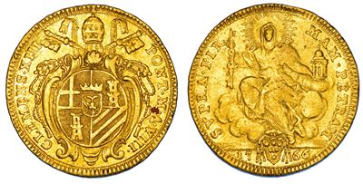 Clemente XIII (Carlo Rezzonico), Doppio Zecchino 1766/A. VIII, Roma