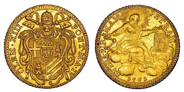 STATO PONTIFICIO. CLEMENTE XIII (Carlo Rezzonico), 1758-1769. Zecchino 1761/A. IV. Roma.