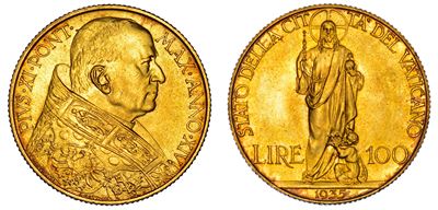 PIO XI (Achille Ratti), Medaglia 100 Lire 1935/A. XIV, 1922-1939