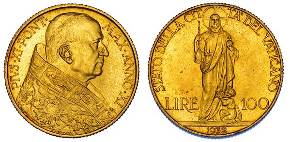 VATICANO. PIO XI (Achille Ratti), 1922-1939. 100 Lire 1932/A. XI.