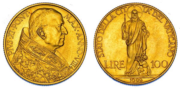 VATICANO. PIO XI (Achille Ratti), 1922-1939. 100 Lire 1929/A. VIII.