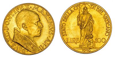 VATICANO, Moneta da 100 Lire del 1940/A, Pio XII (Eugenio Pacelli), 1939-1958