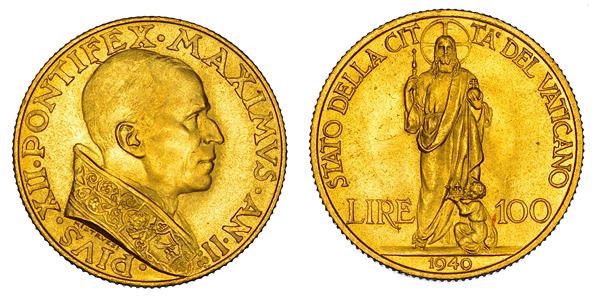 VATICANO. PIO XII (Eugenio Pacelli), 1939-1958. 100 Lire 1940/A. II.