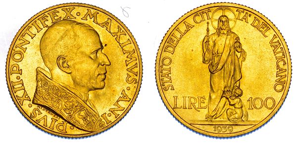 VATICANO. PIO XII (Eugenio Pacelli), 1939-1958. 100 Lire 1939/A. I.
