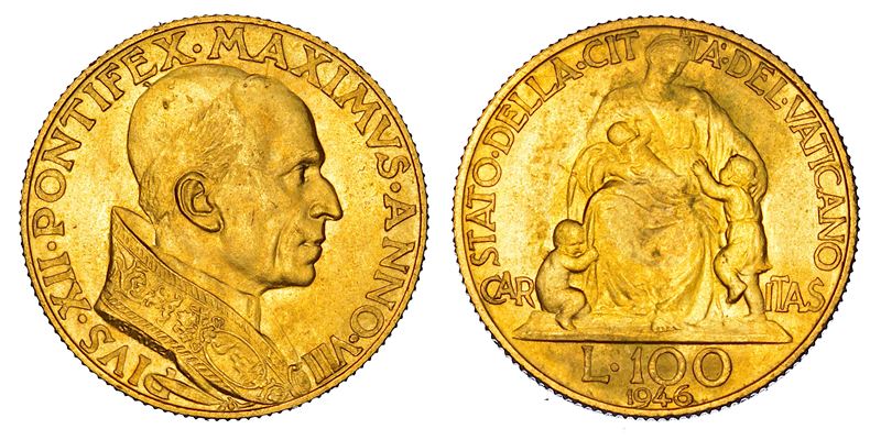 VATICANO. PIO XII (Eugenio Pacelli), 1939-1958. 100 Lire 1946/A. VIII.  - Asta Numismatica - Cambi Casa d'Aste