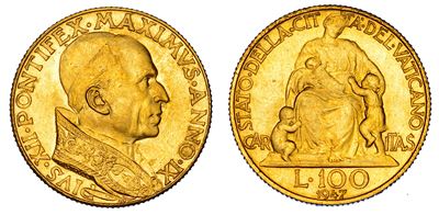 VATICANO, PIO XII (Eugenio Pacelli), Moneta da 100 Lire, 1947/A. IX.