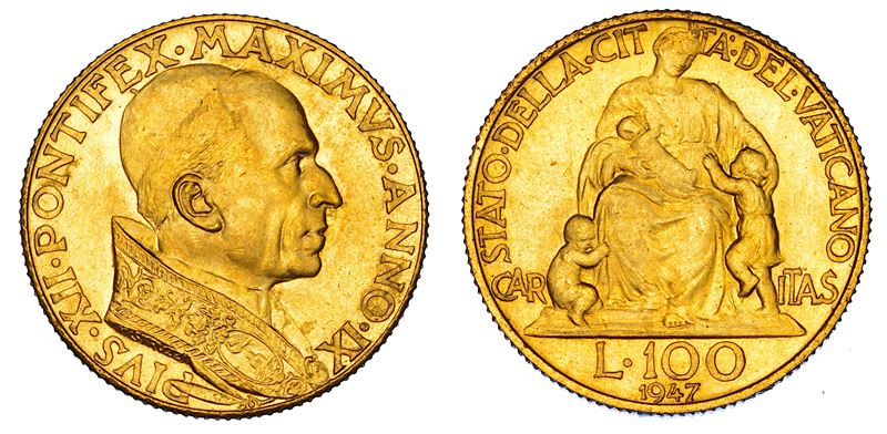 VATICANO. PIO XII (Eugenio Pacelli), 1939-1958. 100 Lire 1947/A. IX.  - Asta Numismatica - Cambi Casa d'Aste
