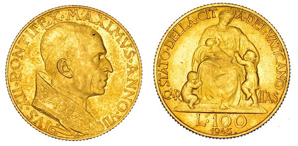 VATICANO. PIO XII (Eugenio Pacelli), 1939-1958. 100 Lire 1945/A. VII.