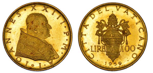 VATICANO. GIOVANNI XXIII (Angelo Giuseppe Roncalli), 1958-1963. 100 Lire 1959.