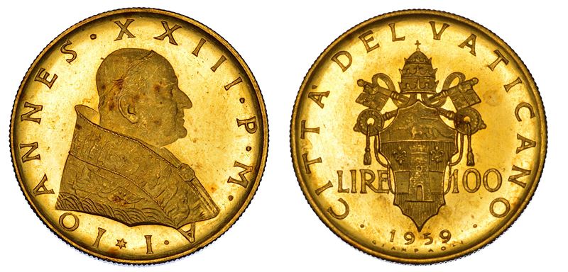 VATICANO. GIOVANNI XXIII (Angelo Giuseppe Roncalli), 1958-1963. 100 Lire 1959.  - Asta Numismatica - Cambi Casa d'Aste