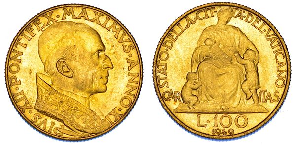 VATICANO. PIO XII (Eugenio Pacelli), 1939-1958. 100 Lire 1949/A. XI.